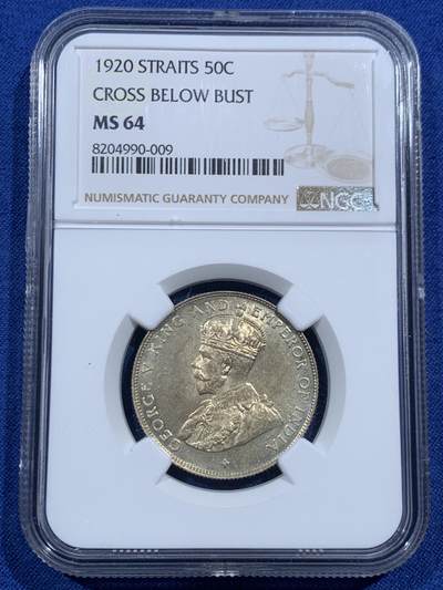 《竞宝斋》第463-465场 周日，周一，周二，3场连拍 （全场包邮）欢迎送拍 - NGC MS64 英属海峡1920年乔治五世半元银币