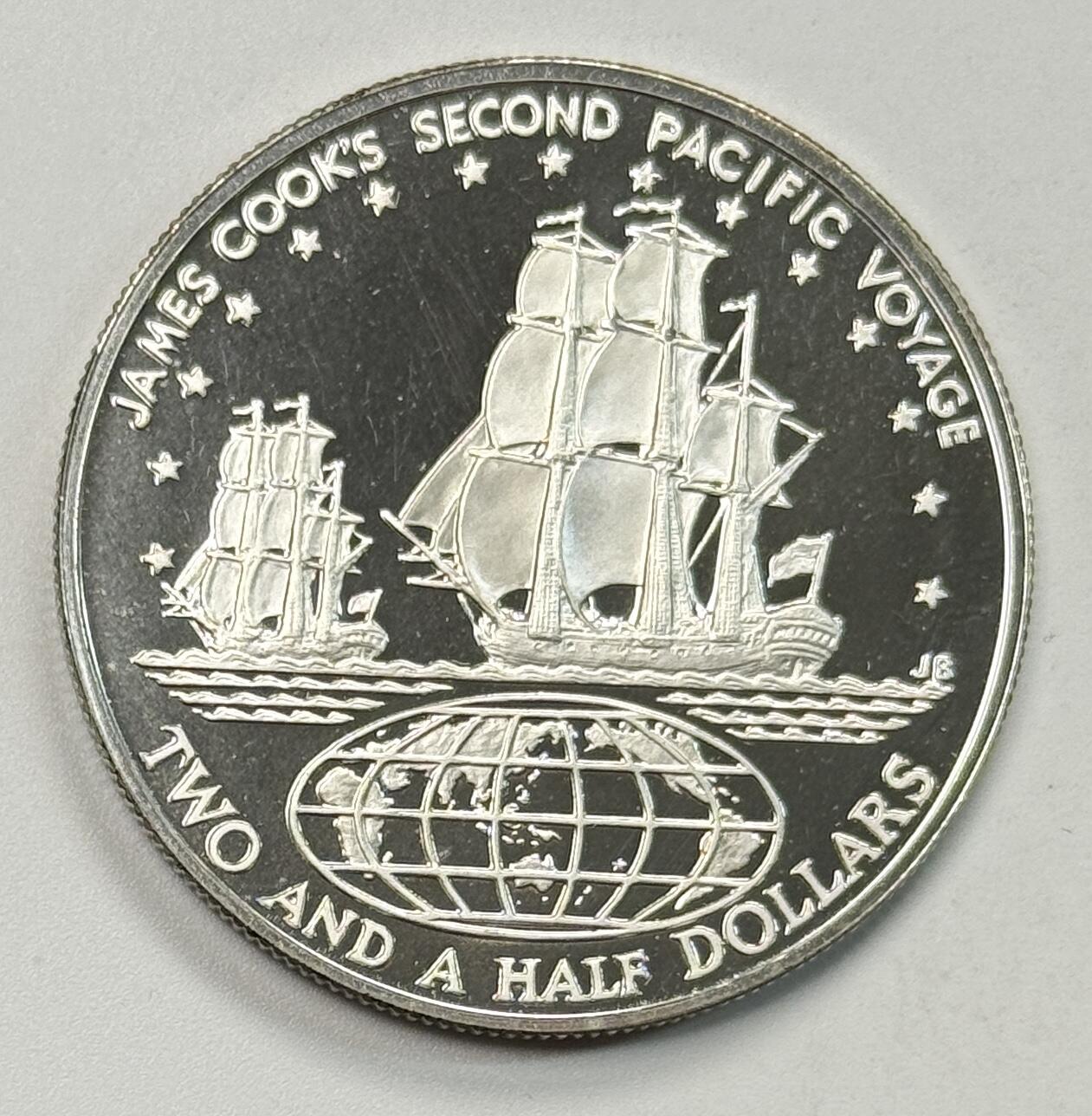 S&S Numismatic世界钱币-拍卖 第120期  库克群岛1973年 詹姆斯·库克船长的第二次太平洋航行 2.5元精制纪念银币 27.35克925银