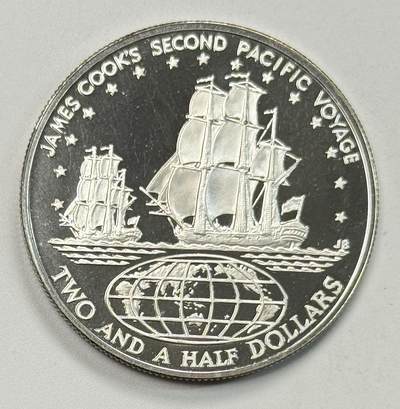 S&S Numismatic世界钱币-拍卖 第120期  - 库克群岛1973年 詹姆斯·库克船长的第二次太平洋航行 2.5元精制纪念银币 27.35克925银