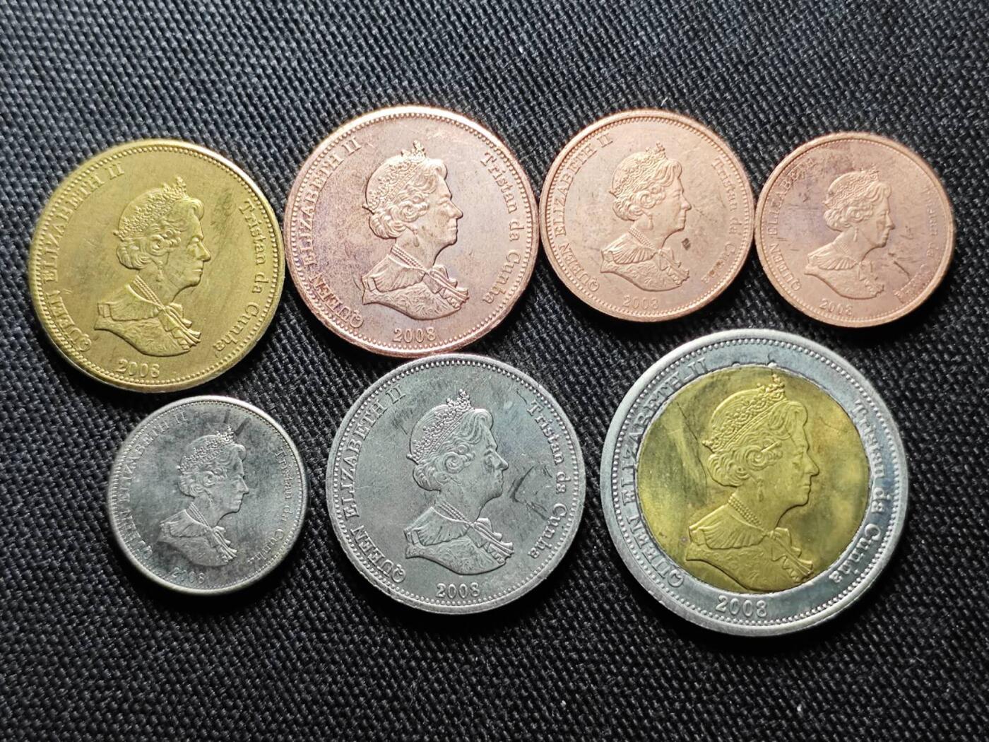 KK钱币收藏小铺  第398期 百期特拍（四拍之二） 2月预留时间 周末发货 2008特里斯坦达库尼亚 南丁格尔岛大小面值一套