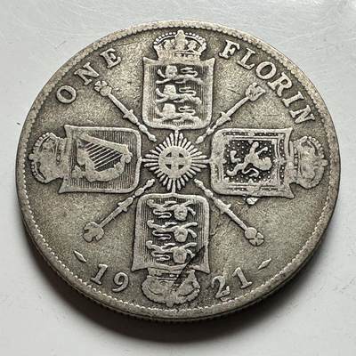 🌹外币初藏🌹🐯2026年第15场  每周二四六晚8️⃣点 接代拍 - 英国1921年1弗洛林银币 11.3克50%银