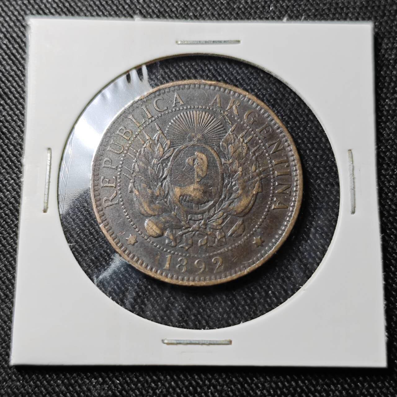 KK钱币收藏小铺  第398期 百期特拍（四拍之二） 2月预留时间 周末发货 1892阿根廷1分铜币 