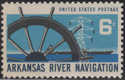 洪涛臻品批发群 精选邮票限时拍卖第1244期  - 1968美国阿肯色州河流商业航行开通-轮船 雕版1全套 原胶全品！