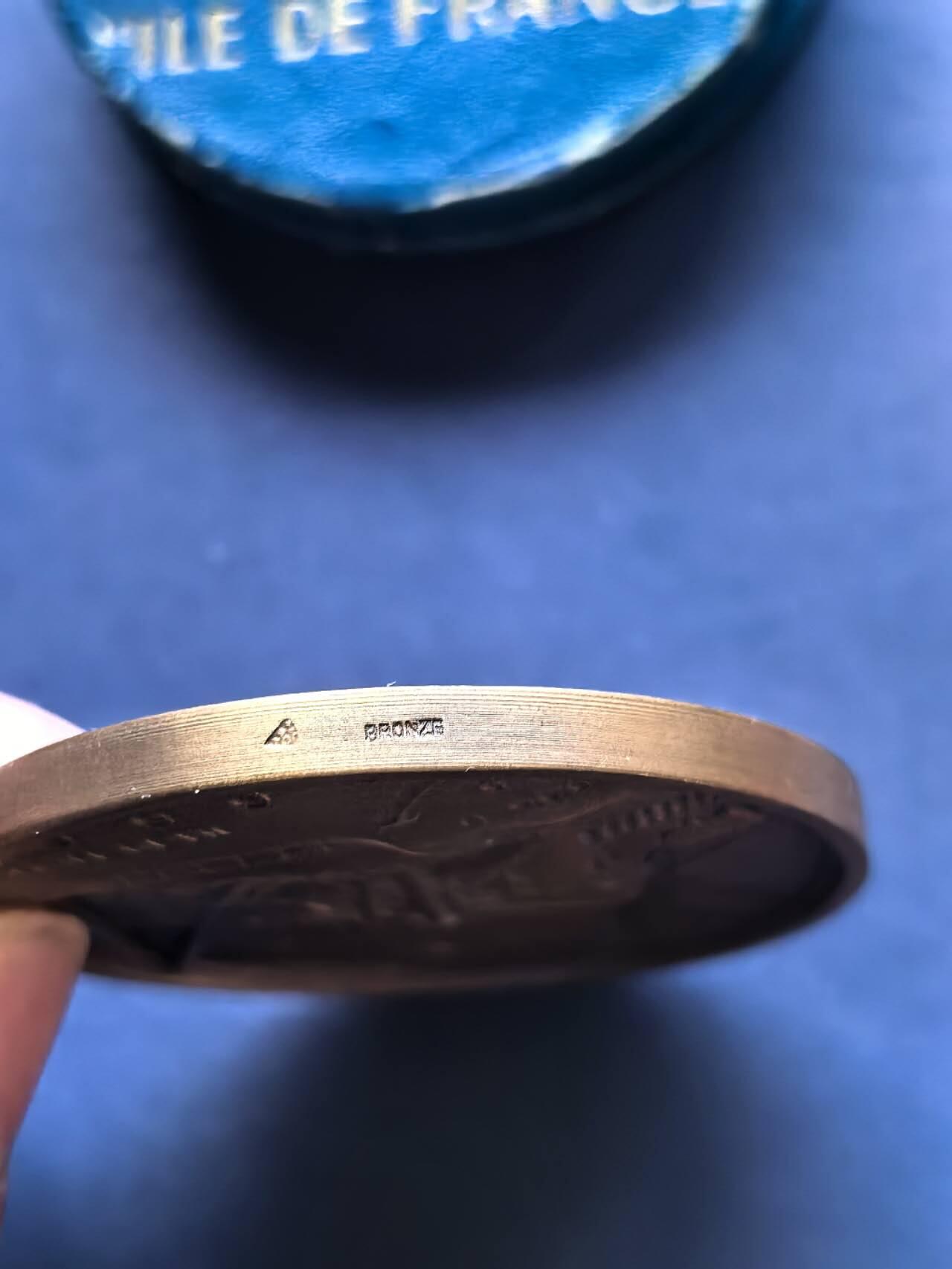 铜章专场 法国铜章，跨大西洋航线法国号，直径5cm原盒