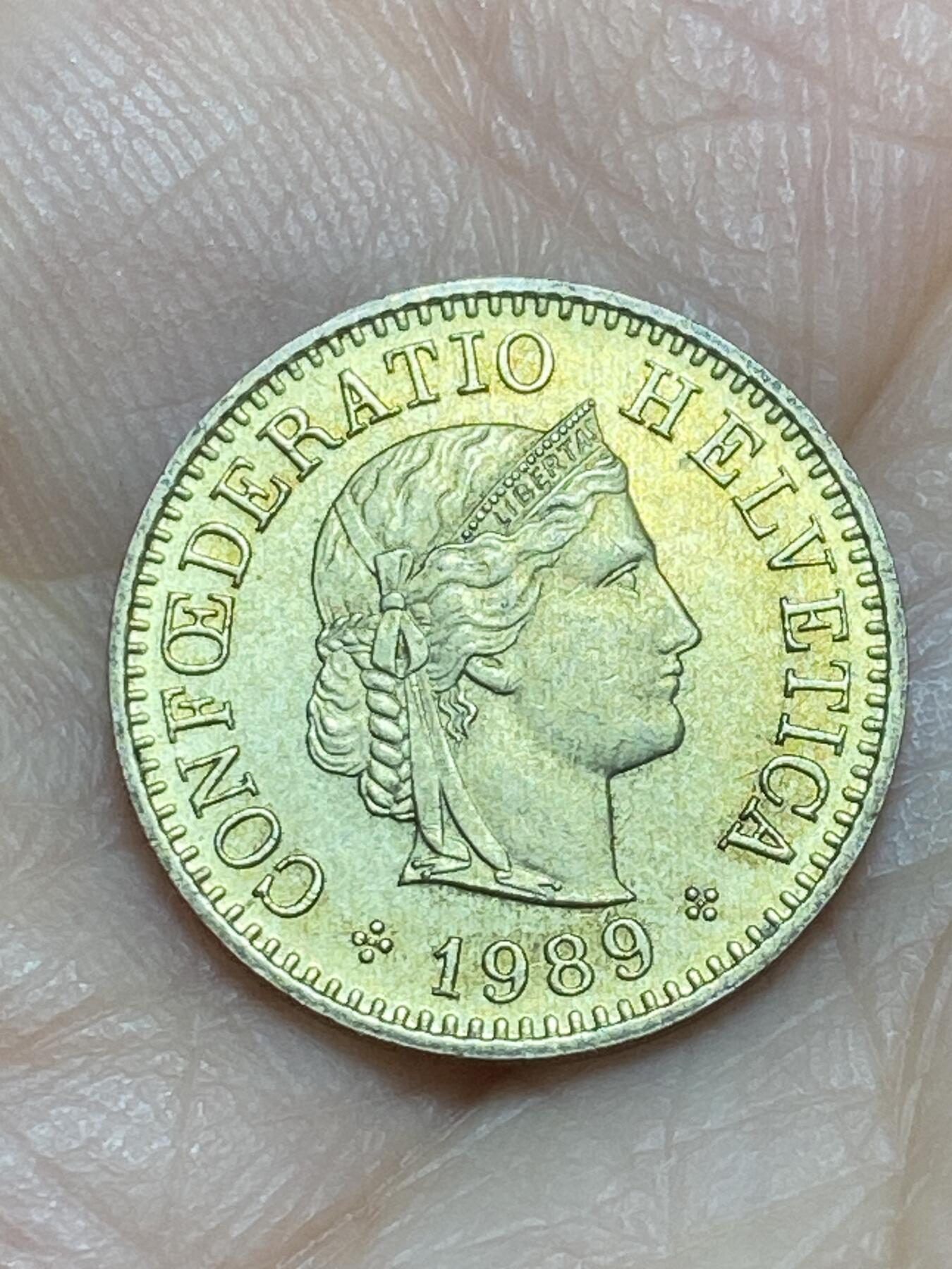 2026年第十七场(总第一百八十六场）外国好品散币场(免佣金) 瑞士🇨🇭1989年5拉彭(第五版，后期B标伯尔尼造)