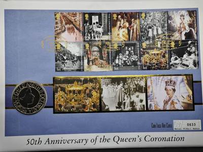 【淘币小摊】限时拍第八百六十二拍  克朗币邮币封场  满百包邮可预留两周  周一统一发货  - 英国2003年女王加冕50周年5镑纪念币邮币封