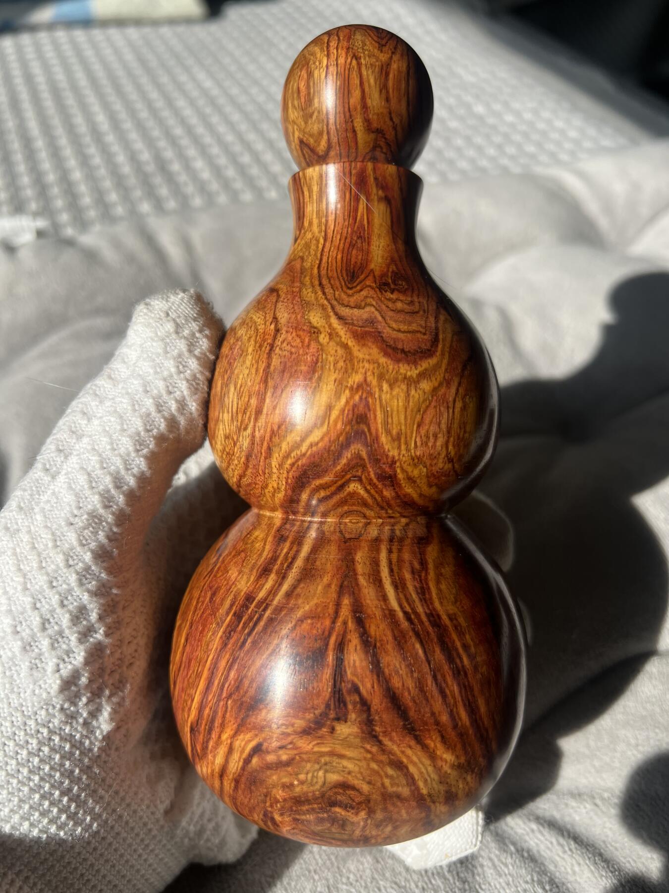 零元拍：海南黄花梨  宝瓶 手把件 福禄（葫芦）高：165/大肚78/小肚64MM