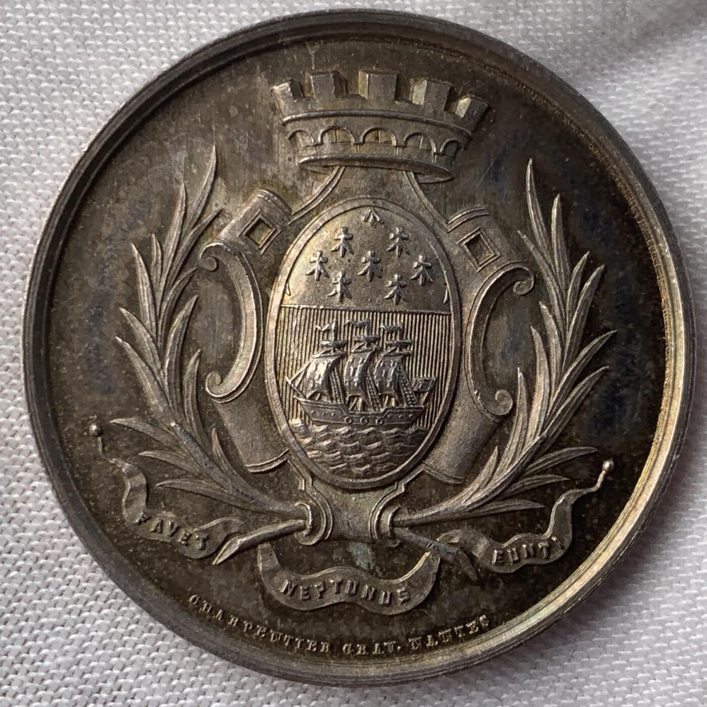 掌中浮雕-藏着的欧洲第052场 1859年法国南特商业法庭银章，31.4mm，12.93g