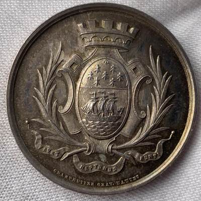 掌中浮雕-藏着的欧洲第052场 - 1859年法国南特商业法庭银章，31.4mm，12.93g
