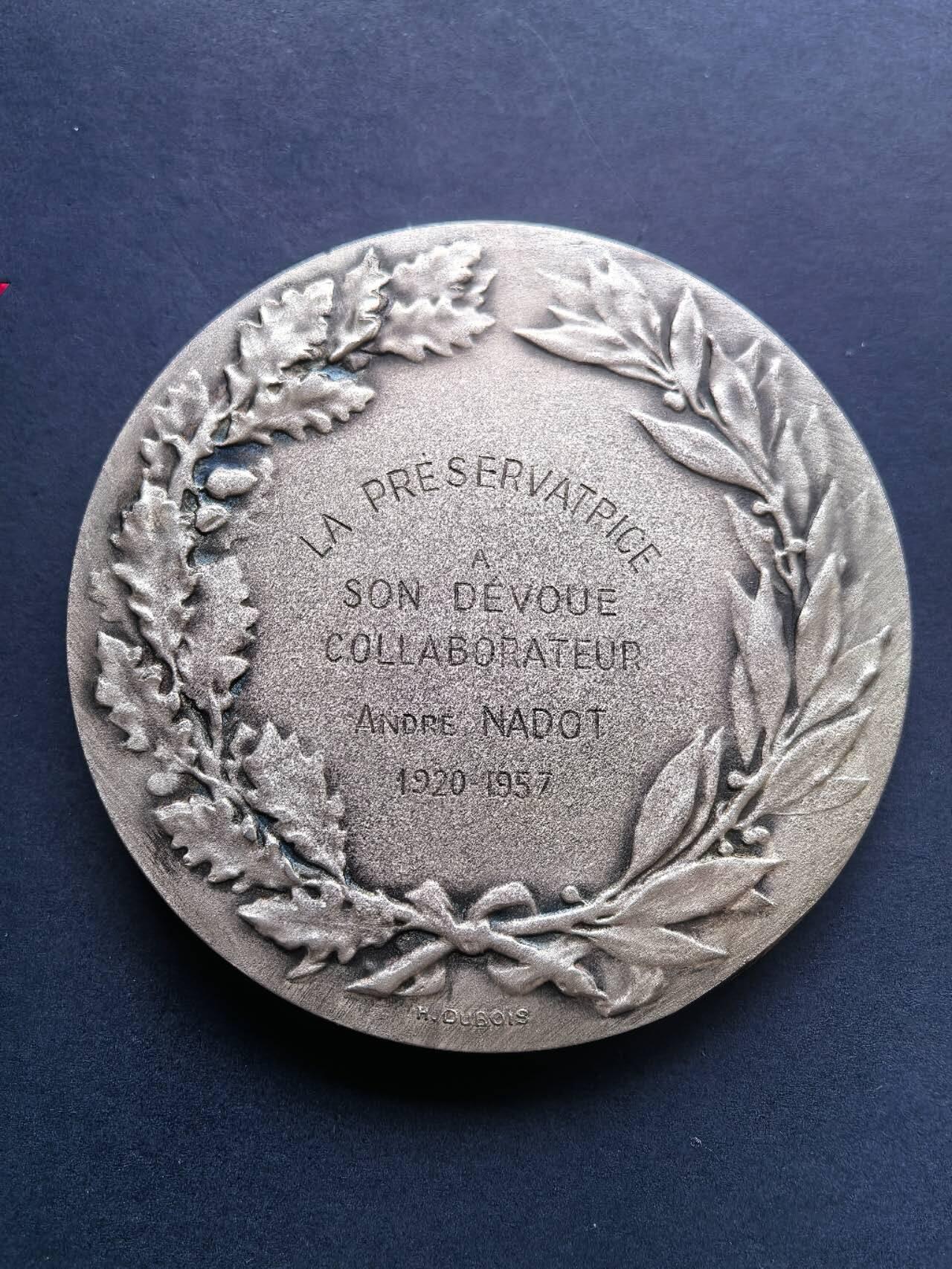 铜章专场 1957年法国镀银铜章，直径68mm，守护者公司