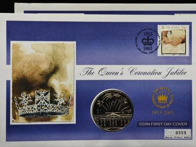 【淘币小摊】限时拍第八百六十二拍  克朗币邮币封场  满百包邮可预留两周  周一统一发货  - 东加勒比2002年女王登基金禧1元纪念币邮币封