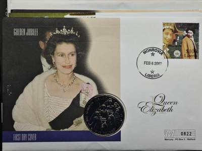 【淘币小摊】限时拍第八百六十二拍  克朗币邮币封场  满百包邮可预留两周  周一统一发货  - 泽西岛2002年女王登基金禧5镑纪念币邮币封