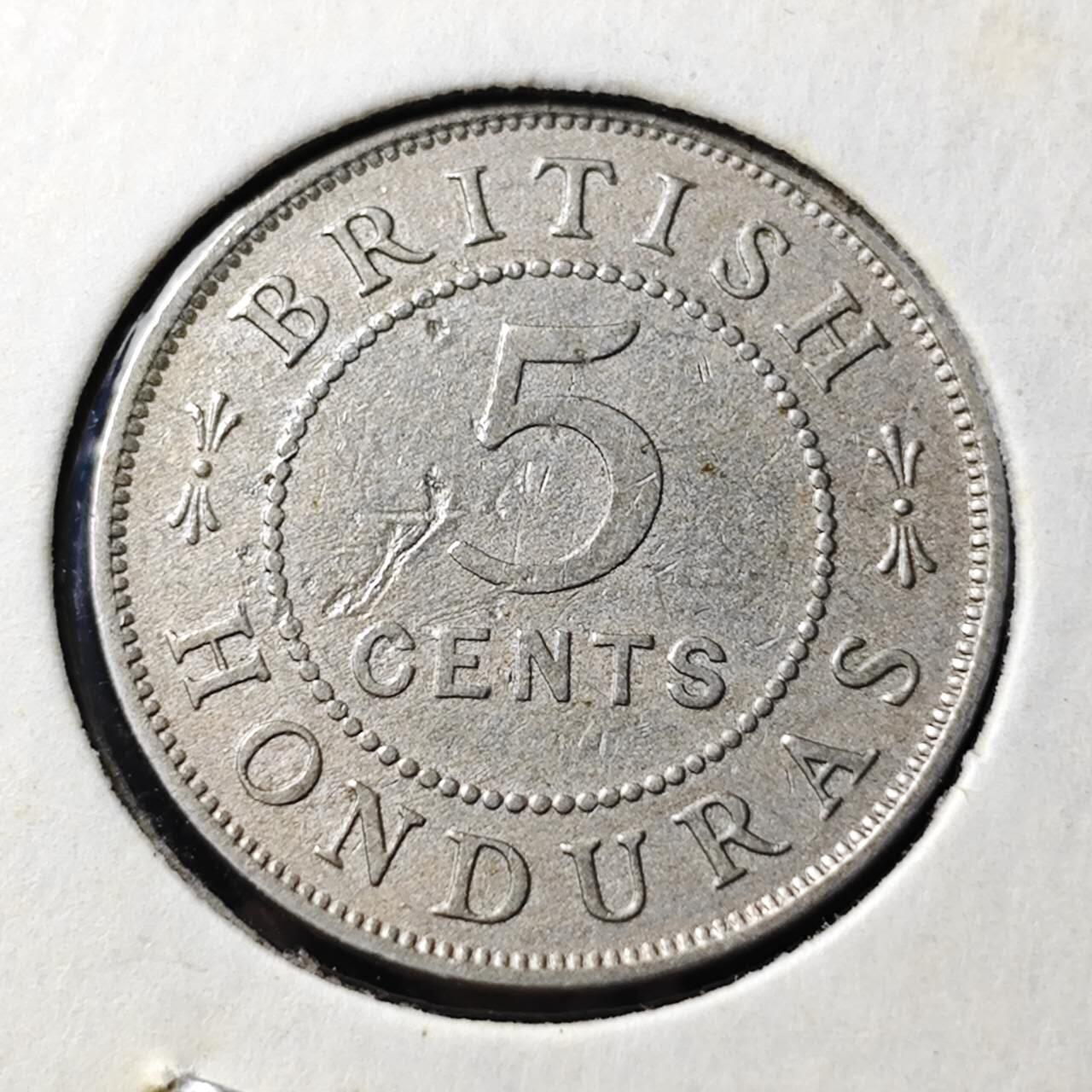 KK钱币收藏小铺  第398期 百期特拍（四拍之二） 2月预留时间 周末发货  1907英属洪都拉斯爱七5分镍币