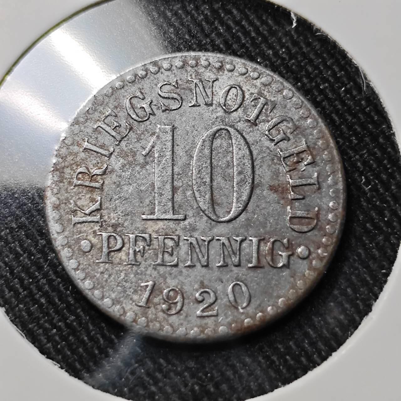 KK钱币收藏小铺  第398期 百期特拍（四拍之二） 2月预留时间 周末发货 1920 德国布朗施维克邦（Braunschweig）紧急状态 10芬尼铁币