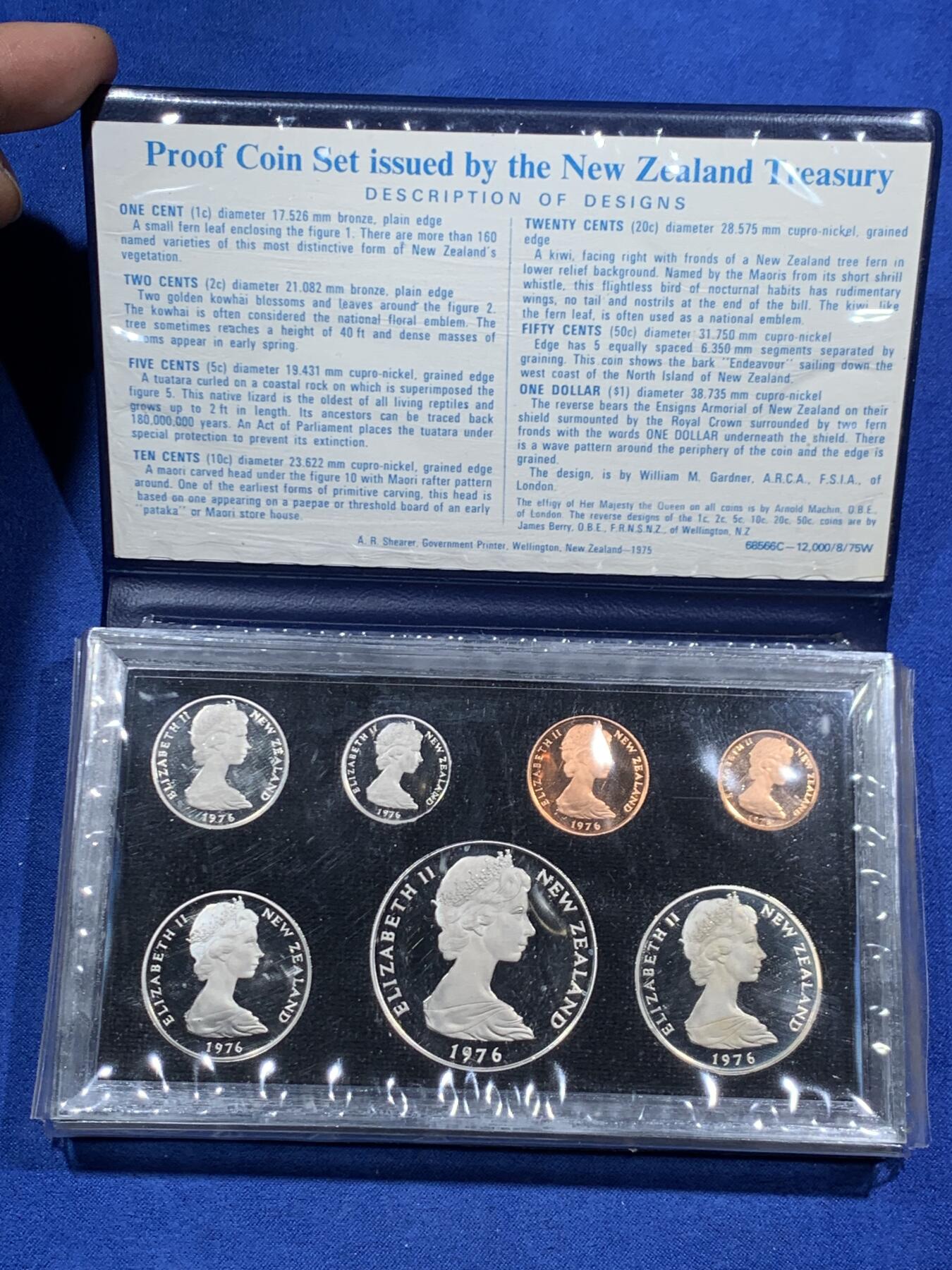 《竞宝斋》第463-465场 周日，周一，周二，3场连拍 （全场包邮）欢迎送拍 新西兰1976年官方精制套币 含1元精制币