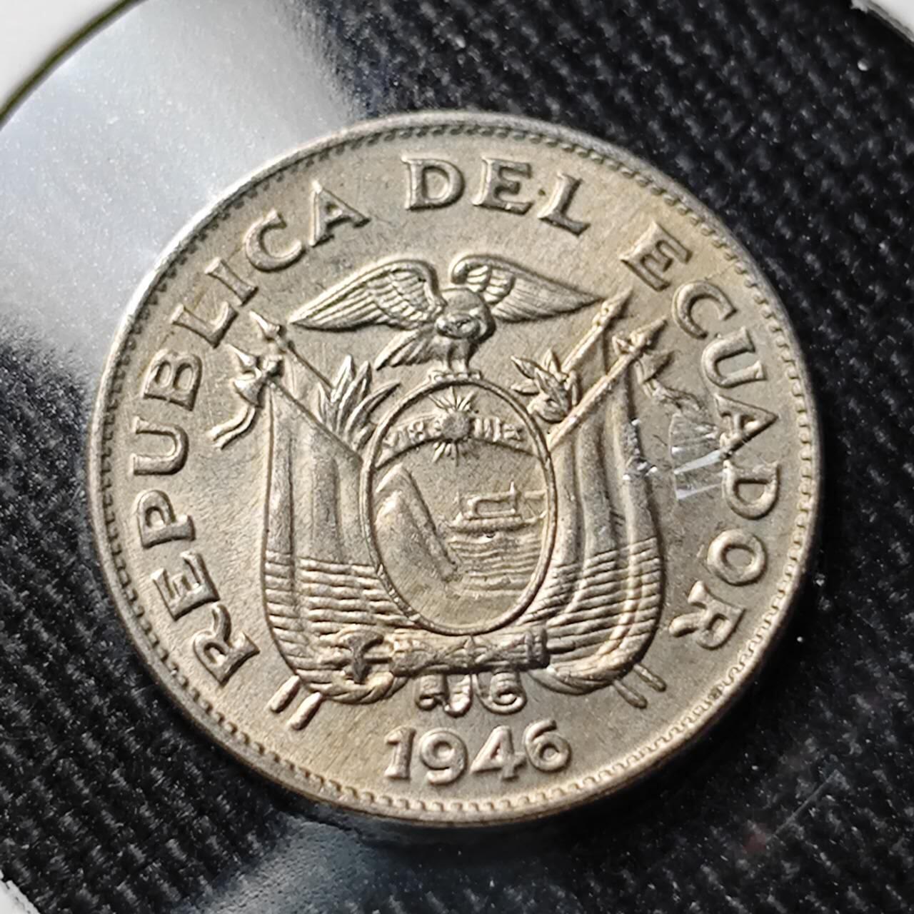 KK钱币收藏小铺  第391期  2月预留时间 周末发货   1946厄瓜多尔5分