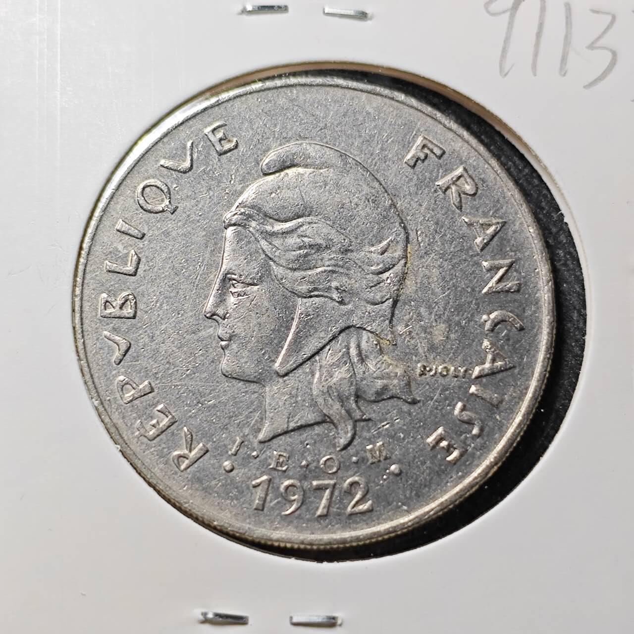 KK钱币收藏小铺  第391期  2月预留时间 周末发货  1972法属新喀里多尼亚50法郎