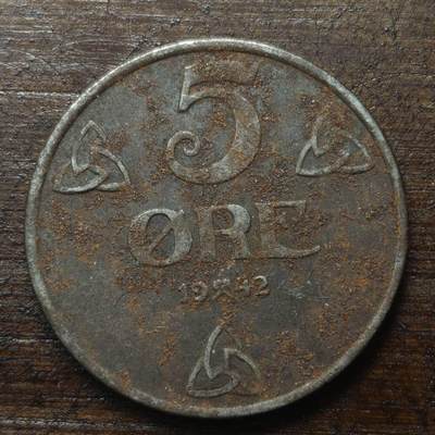 【铜匠收藏】★第143★散币专场 不寄存，30包邮。不满30元，支付5元运费。《接受代拍 代送NGC评级》 - 22【无寄存】德占挪威 1942年 5欧尔 铁币