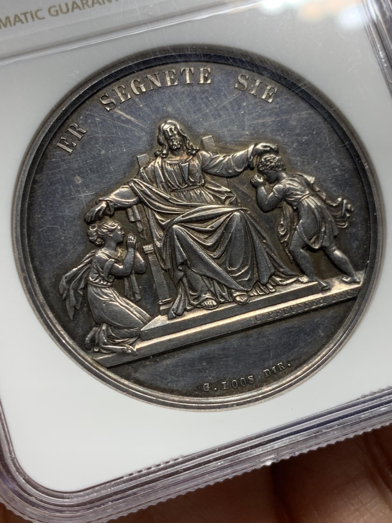 《竞宝斋》第463-465场 周日，周一，周二，3场连拍 （全场包邮）欢迎送拍 NGC UNCD  德国柏林坚信礼银章 高浮雕镜面 LOOS出品