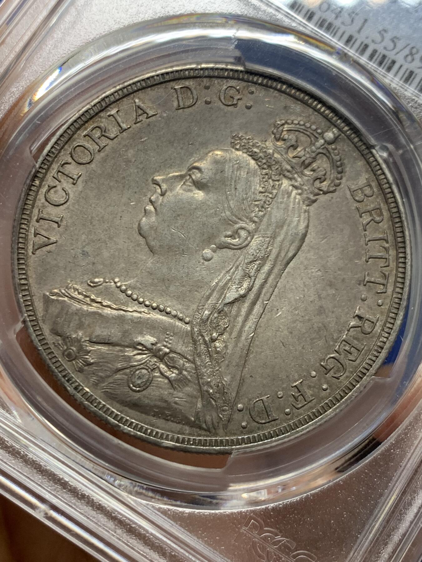 《竞宝斋》第463-465场 周日，周一，周二，3场连拍 （全场包邮）欢迎送拍 PCGS AU55 英国1887年马剑克朗银币 原味老包浆