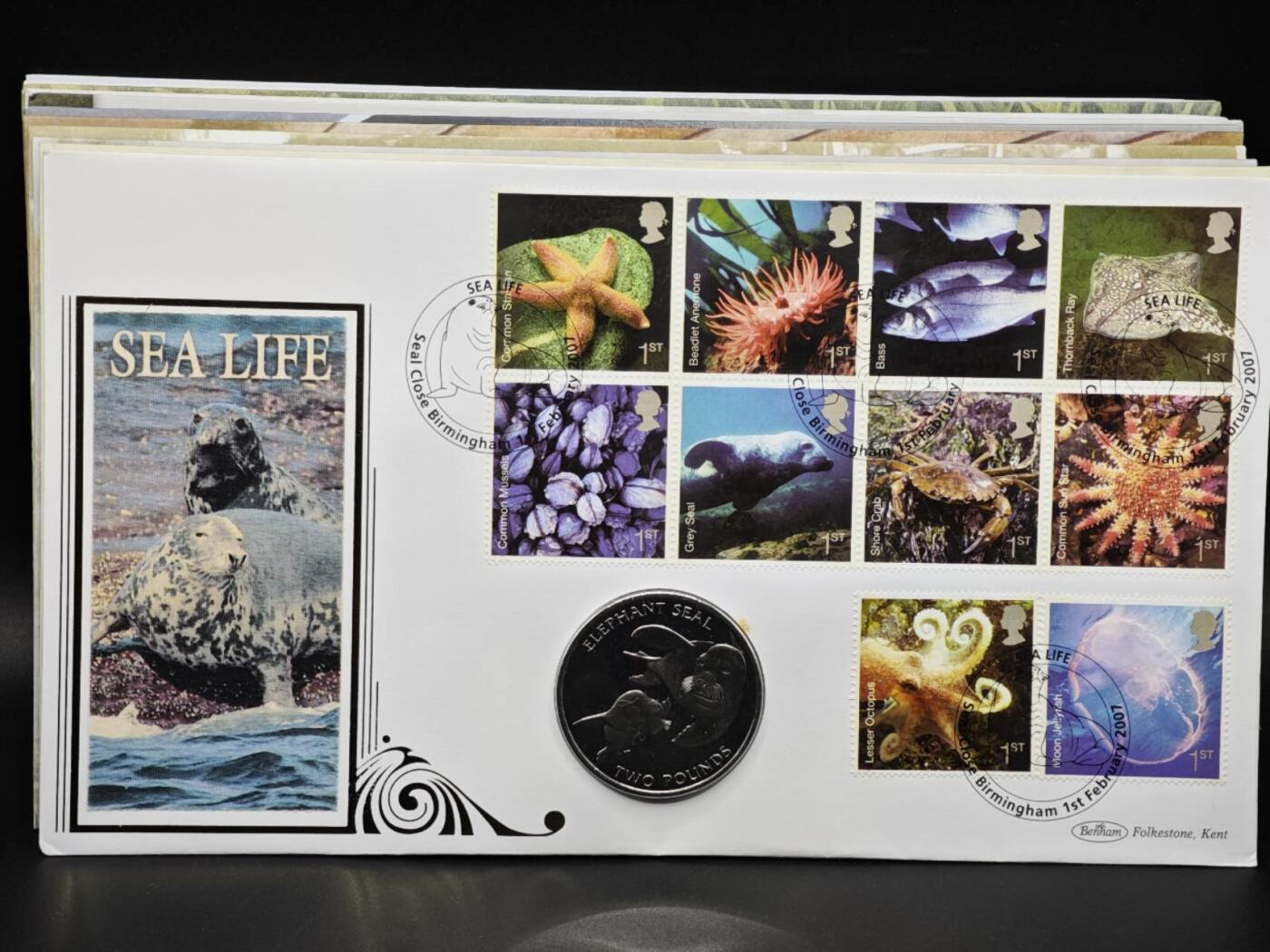 【淘币小摊】限时拍第八百六十二拍  克朗币邮币封场  满百包邮可预留两周  周一统一发货  南乔治亚和南桑德威奇2006年2镑海豹纪念币邮币封