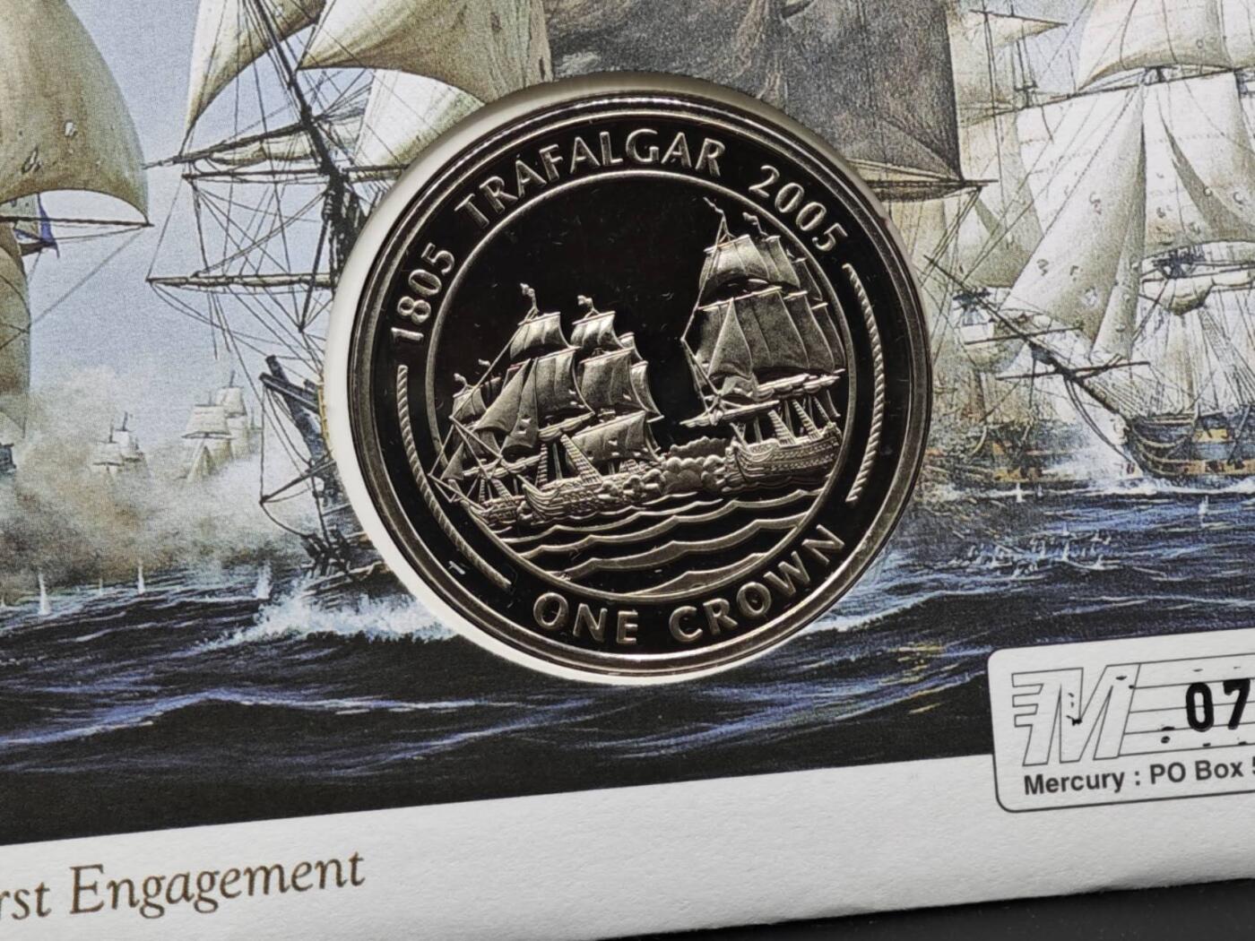 【淘币小摊】限时拍第八百六十二拍  克朗币邮币封场  满百包邮可预留两周  周一统一发货  直布罗陀2005年特拉法加海战200周年克朗纪念币邮币封