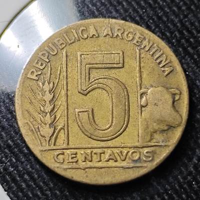 KK钱币收藏小铺  第391期  2月预留时间 周末发货 -  1946阿根廷5分铜币