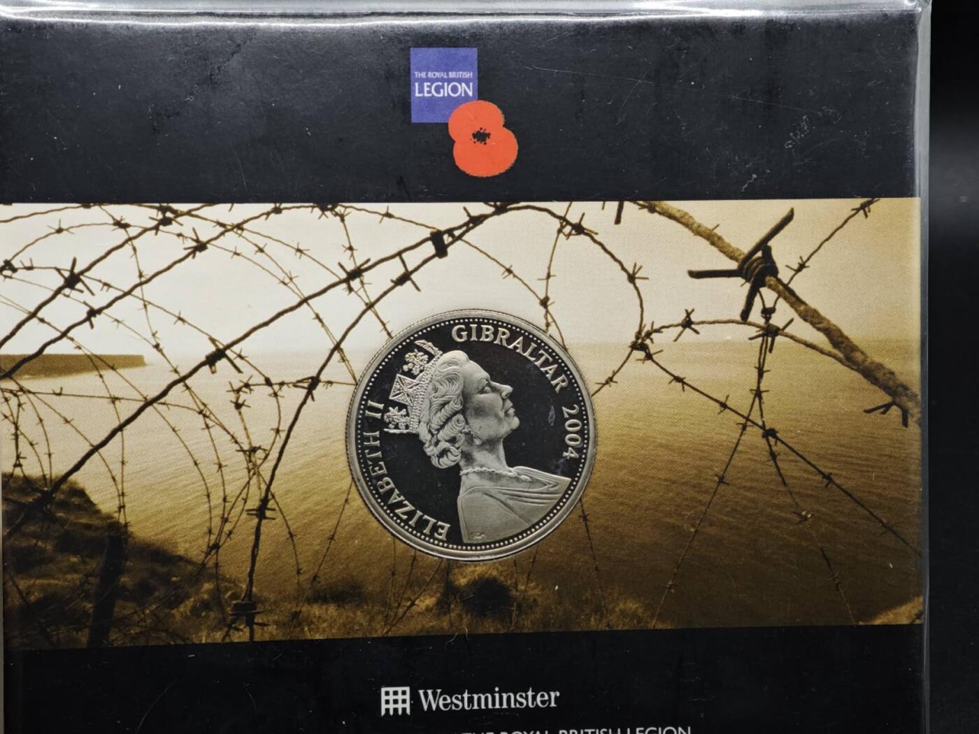 【淘币小摊】限时拍第八百六十二拍  克朗币邮币封场  满百包邮可预留两周  周一统一发货  直布罗陀2004年诺曼底登陆60周年克朗纪念币卡册