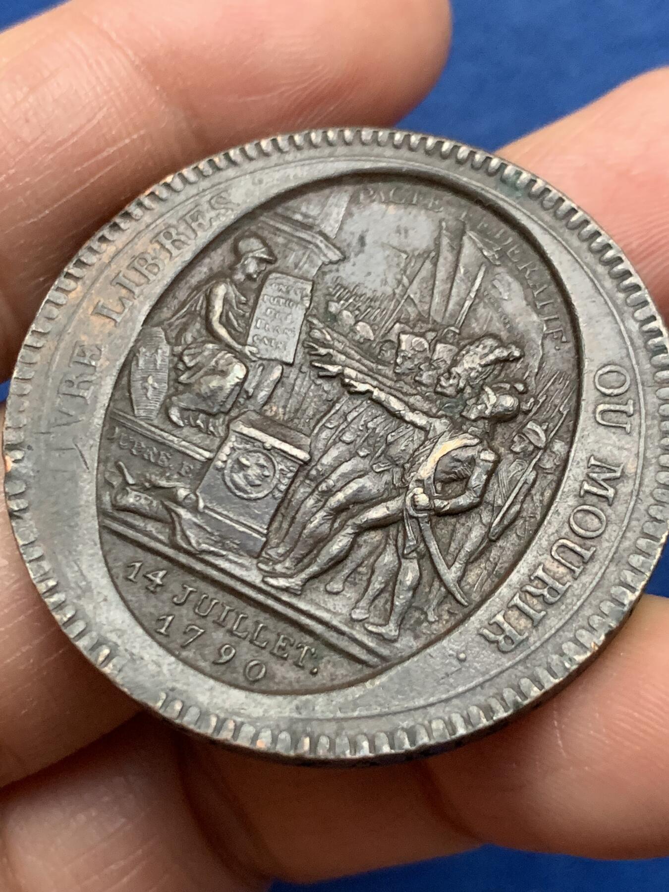 《竞宝斋》第463-465场 周日，周一，周二，3场连拍 （全场包邮）欢迎送拍 法国1792年莫奈龙5索尔大铜币