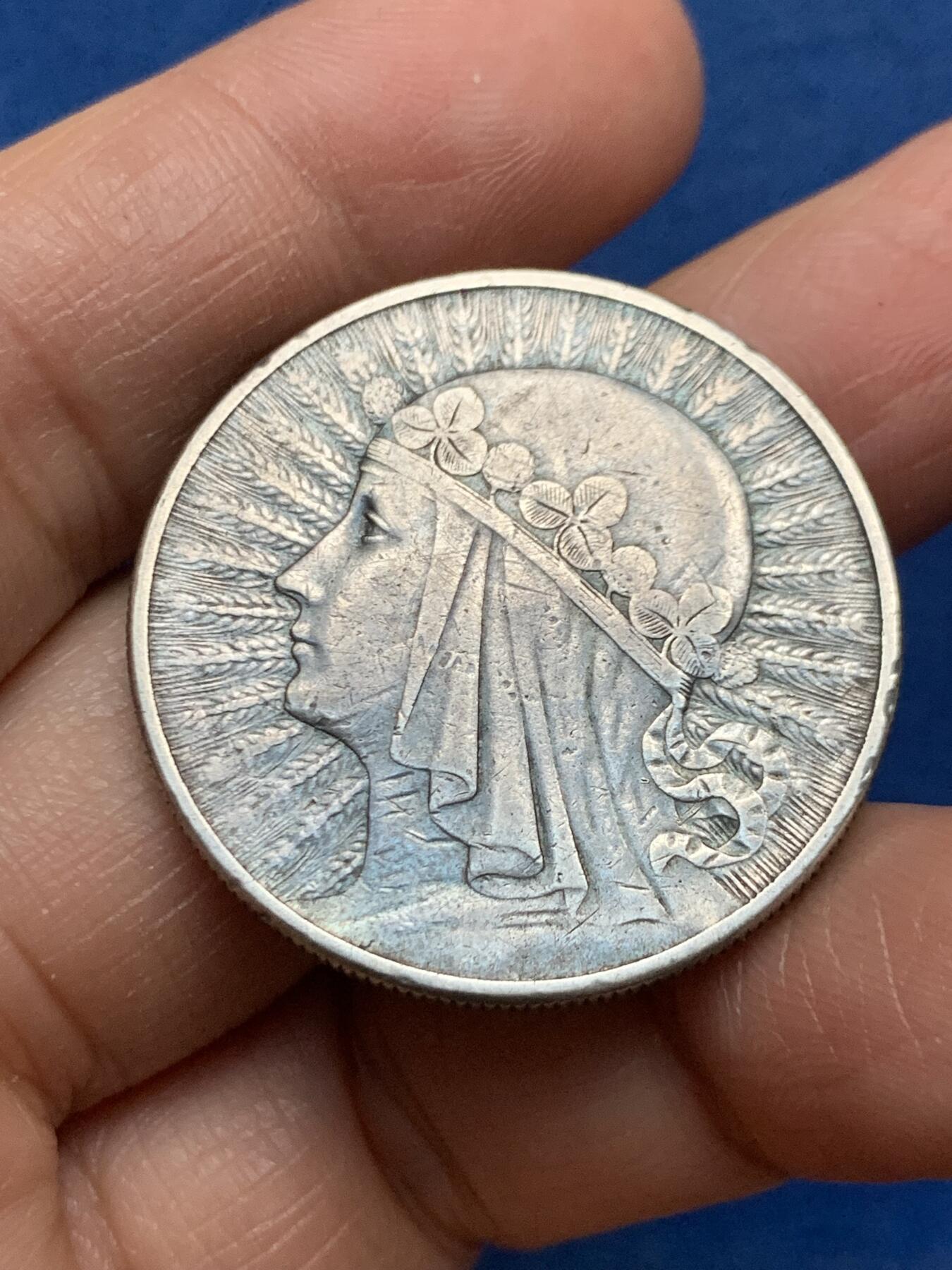 《竞宝斋》第463-465场 周日，周一，周二，3场连拍 （全场包邮）欢迎送拍 波兰 1932年 谷物女神 10兹罗提 银币 重21.8g