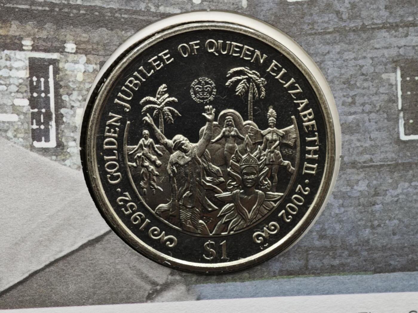 【淘币小摊】限时拍第八百六十二拍  克朗币邮币封场  满百包邮可预留两周  周一统一发货  英属维尔京2002年女王登基金禧1元纪念币邮币封