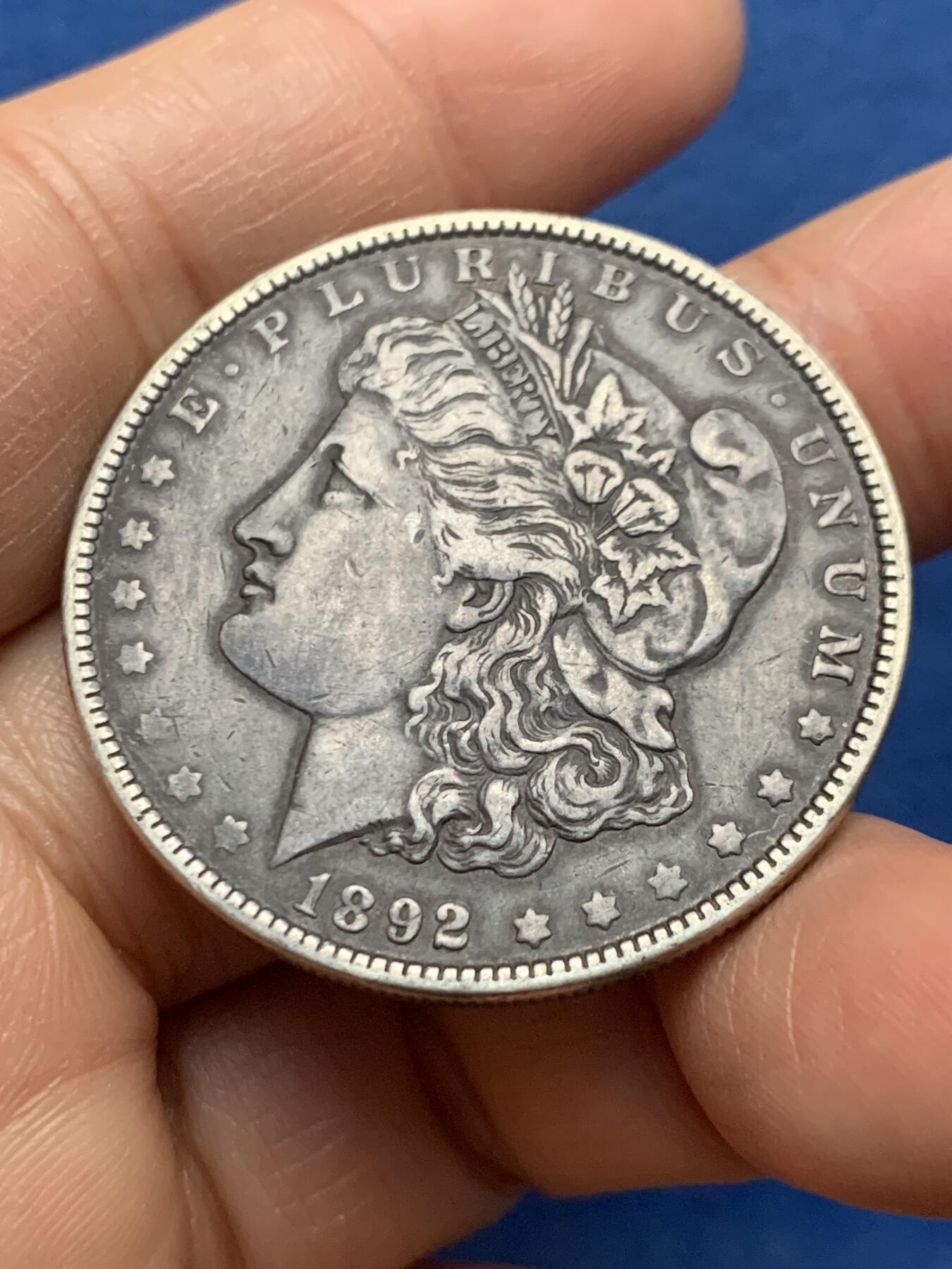 《竞宝斋》第463-465场 周日，周一，周二，3场连拍 （全场包邮）欢迎送拍 美国 1892年 摩根1美元银币