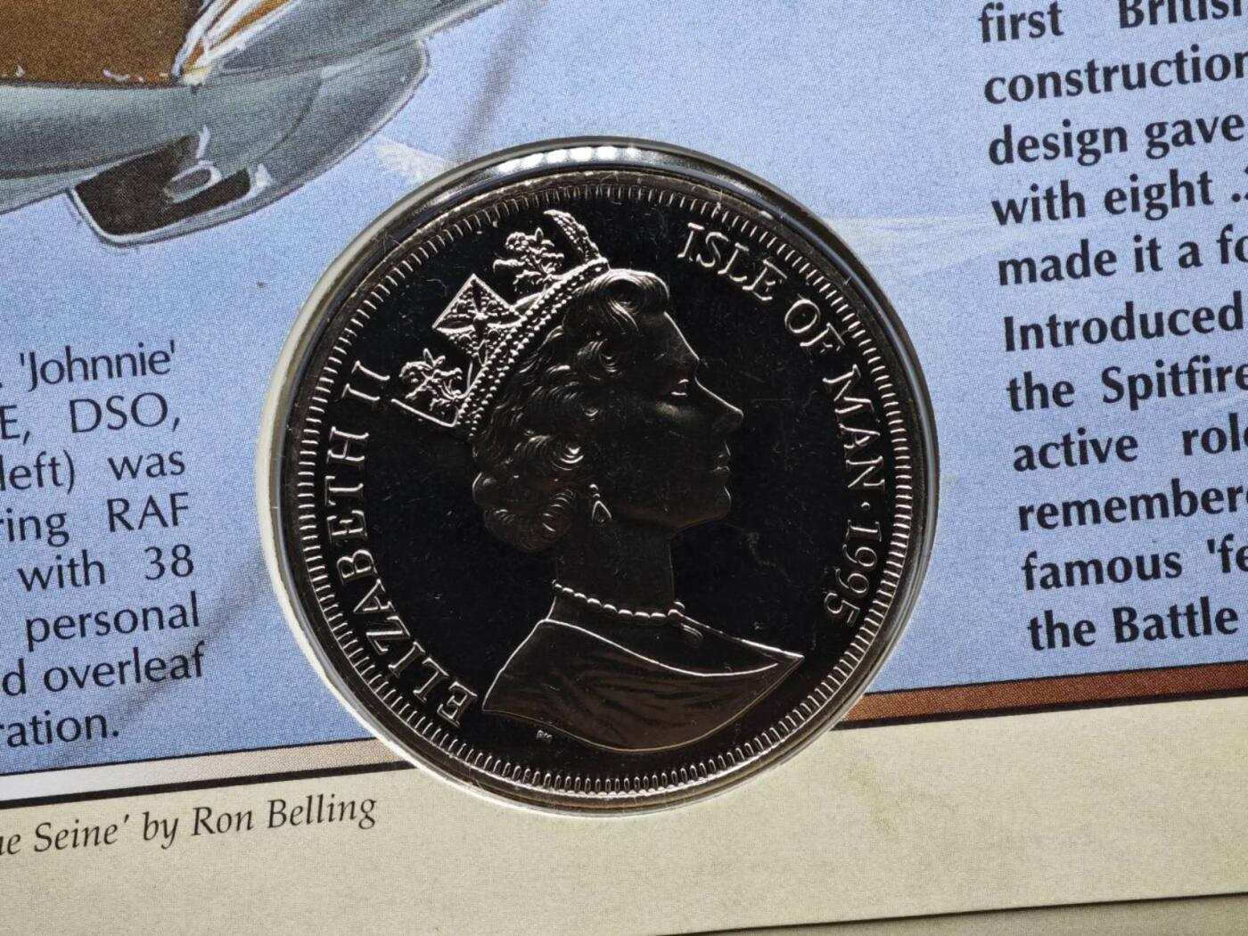 【淘币小摊】限时拍第八百六十二拍  克朗币邮币封场  满百包邮可预留两周  周一统一发货  马恩岛1995年二战空战克朗纪念币邮币封