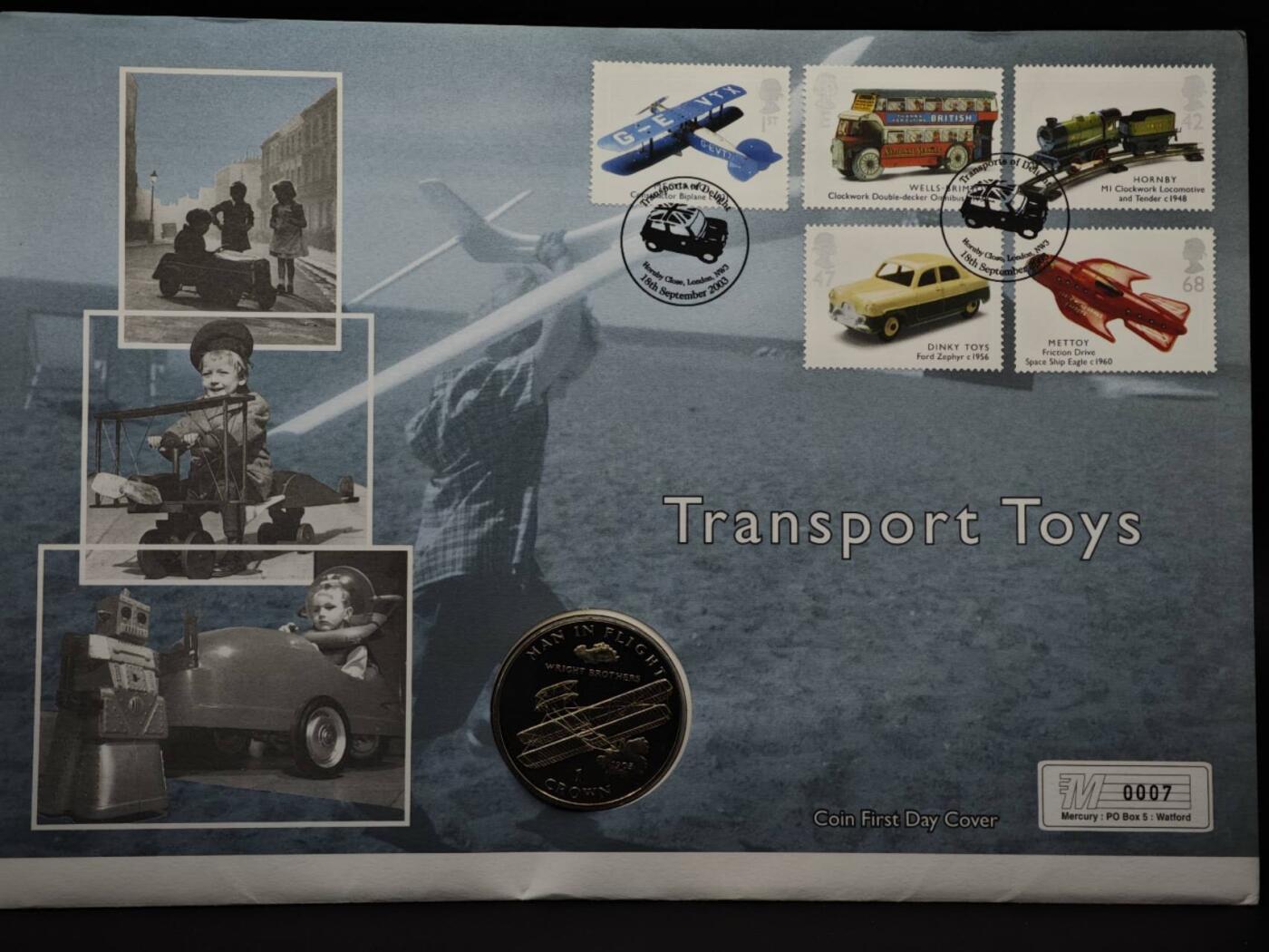 【淘币小摊】限时拍第八百六十二拍  克朗币邮币封场  满百包邮可预留两周  周一统一发货  马恩岛1995年人类飞行克朗纪念币邮币封