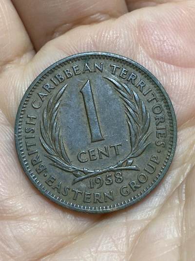 2026年第十七场(总第一百八十六场）外国好品散币场(免佣金) - 英属加勒比领地1958年1分(伊丽莎白二世青年带冠)