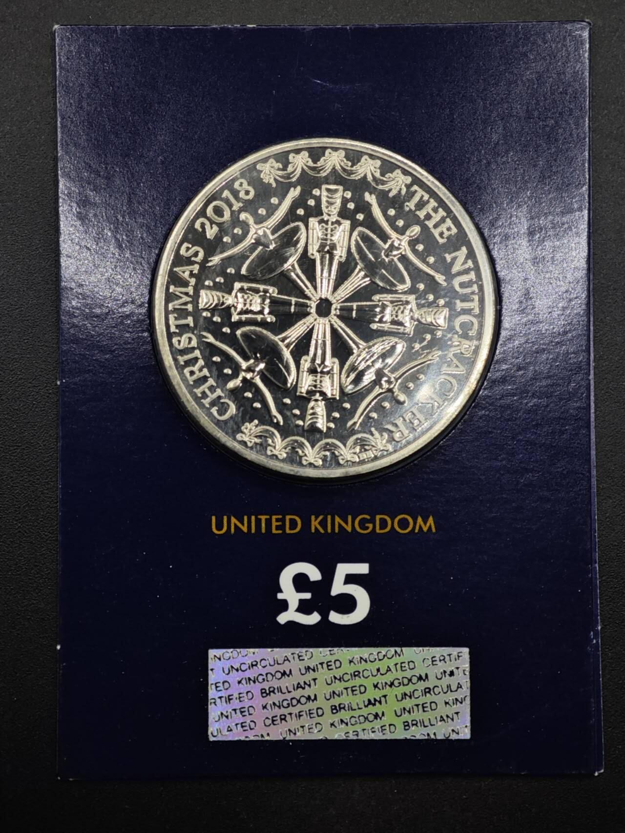 【淘币小摊】限时拍第八百六十二拍  克朗币邮币封场  满百包邮可预留两周  周一统一发货  英国2018年圣诞5镑纪念币