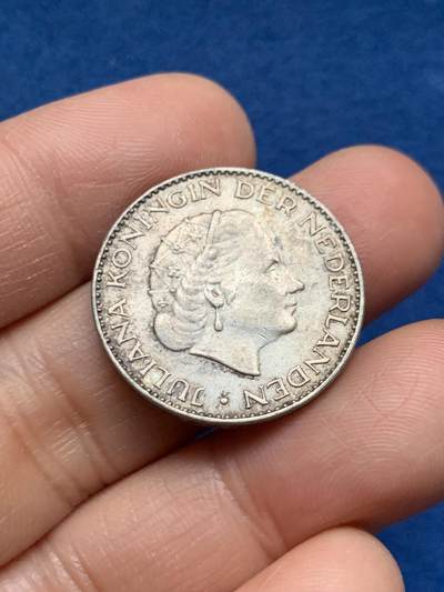 《竞宝斋》第463-465场 周日，周一，周二，3场连拍 （全场包邮）欢迎送拍 - 荷兰1955年朱丽安娜女王1盾银币