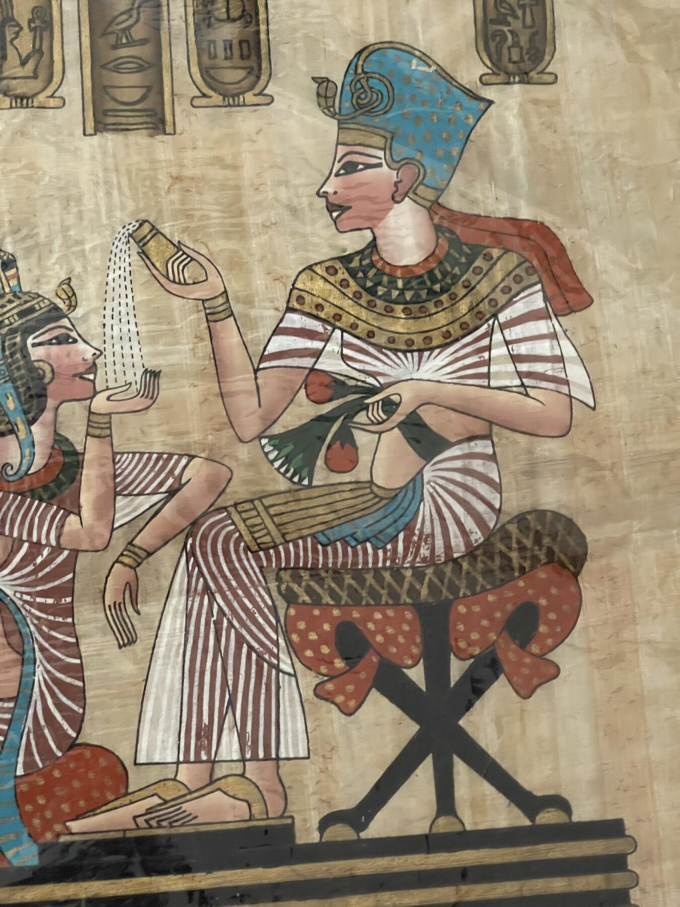 埃及产烟灰缸 收藏摆件纪念品 草纸画工艺品一套出（可交换朝鲜苏联章）