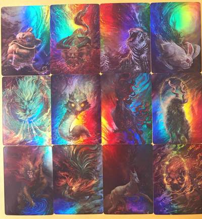 趣卡卡拍No.25期（无佣金免手续费，分享成交有奖） - 【彩闪】星宿文创 十二生肖花语彩闪 1套12张