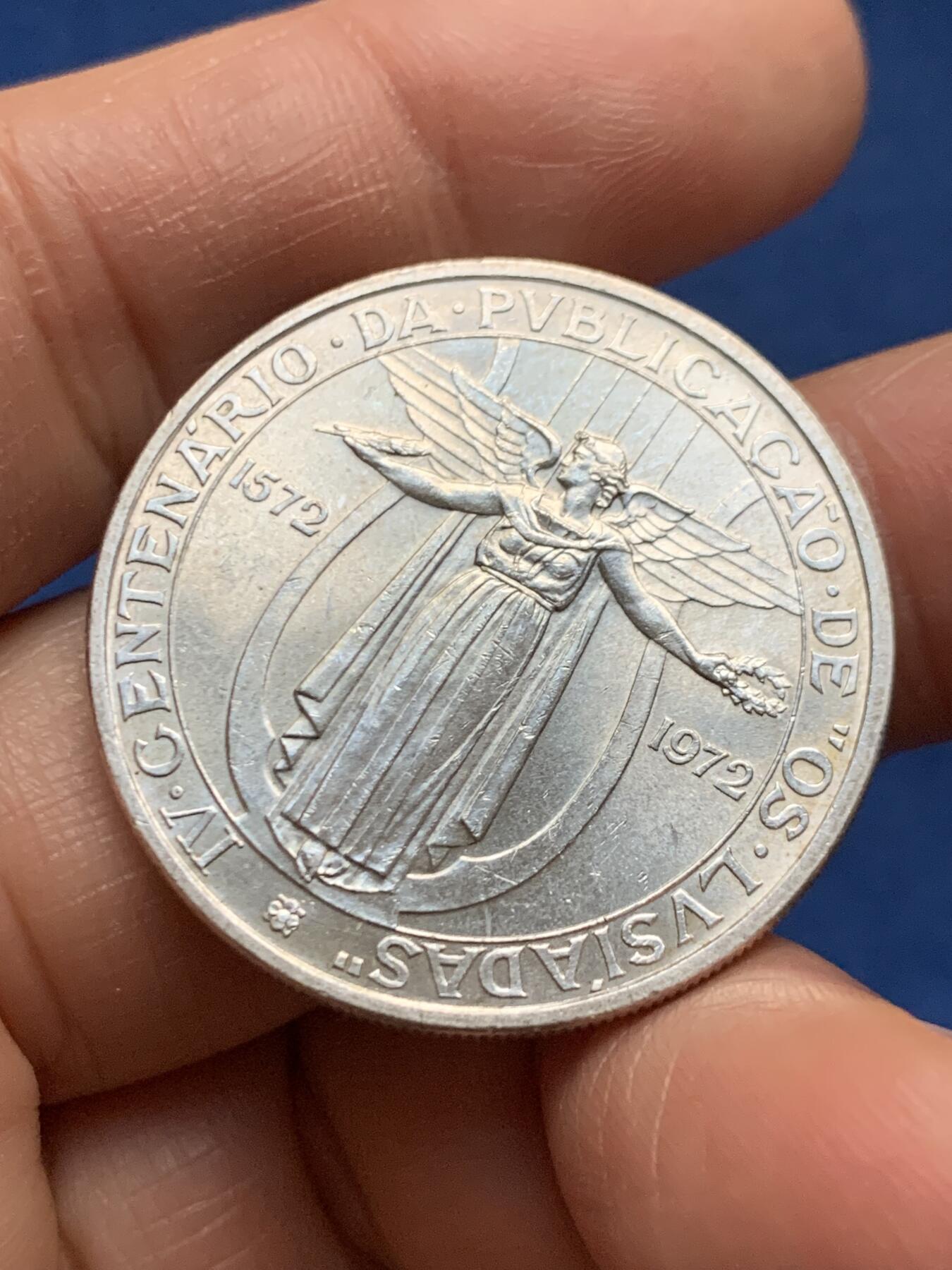 《竞宝斋》第463-465场 周日，周一，周二，3场连拍 （全场包邮）欢迎送拍 葡萄牙1972年卢西亚达斯400周年50埃斯库多纪念币，18.1g，650银