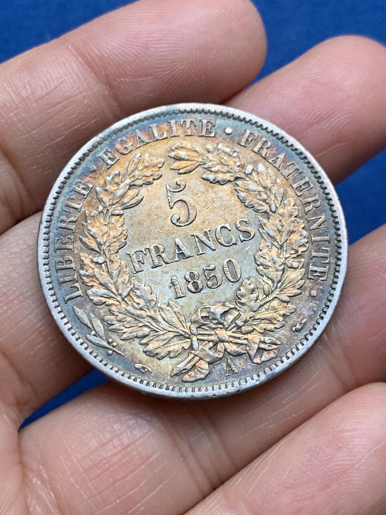 《竞宝斋》第463-465场 周日，周一，周二，3场连拍 （全场包邮）欢迎送拍 法国 1850年 谷物女神5法郎银币