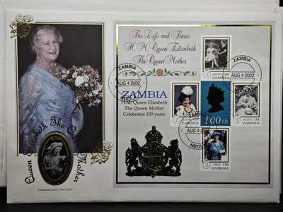 【淘币小摊】限时拍第八百六十二拍  克朗币邮币封场  满百包邮可预留两周  周一统一发货  - 赞比亚2000年女王母亲1000克瓦查纪念币邮币封