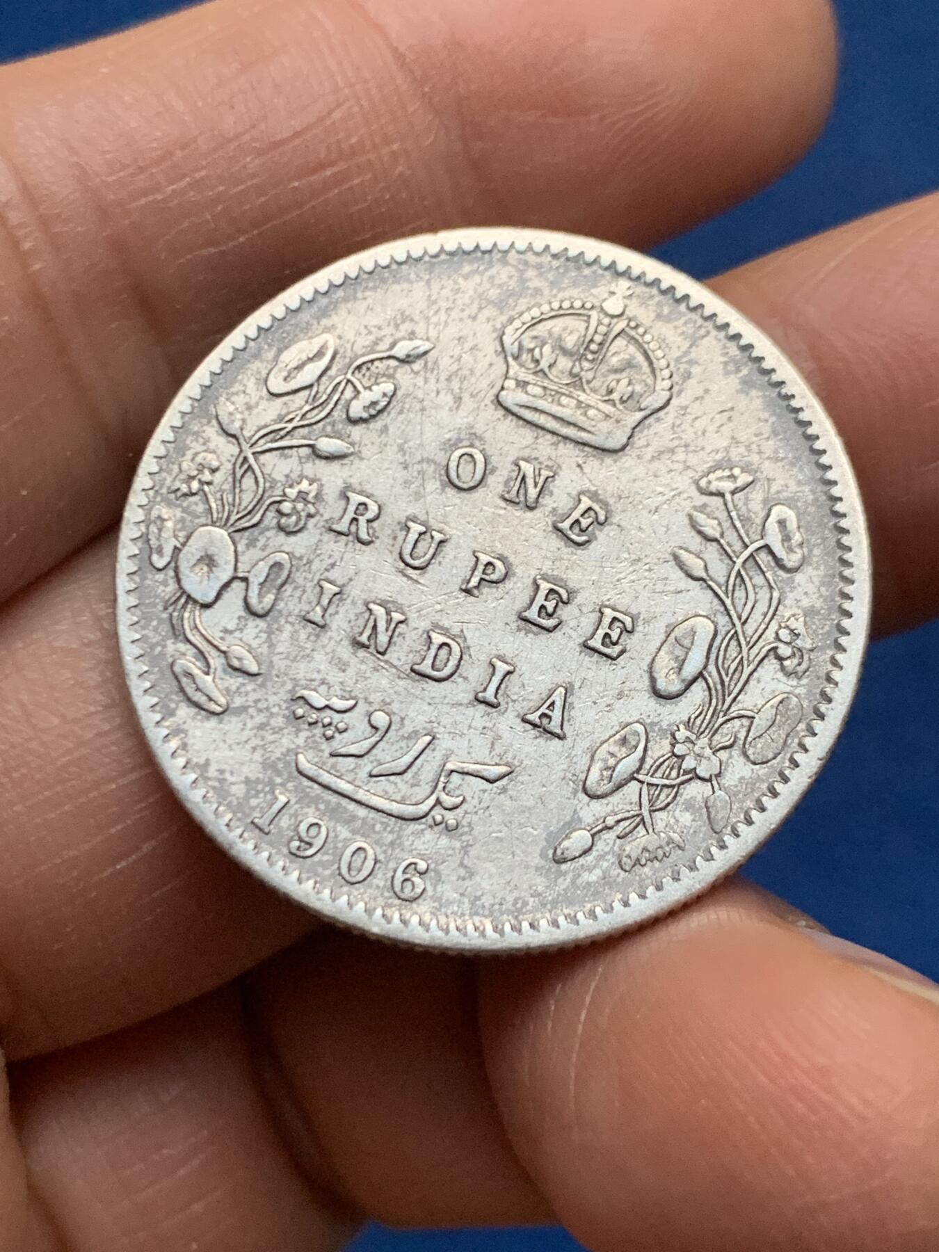 《竞宝斋》第463-465场 周日，周一，周二，3场连拍 （全场包邮）欢迎送拍 印度1906年爱德华七世1卢比银币，917银，11.5克