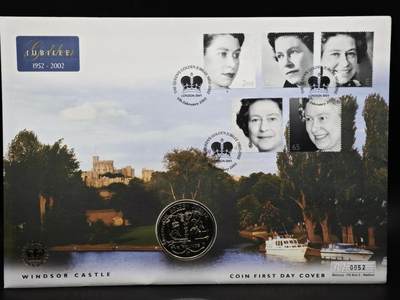 【淘币小摊】限时拍第八百六十二拍  克朗币邮币封场  满百包邮可预留两周  周一统一发货  - 根西2002年女王登基金禧5镑纪念币邮币封