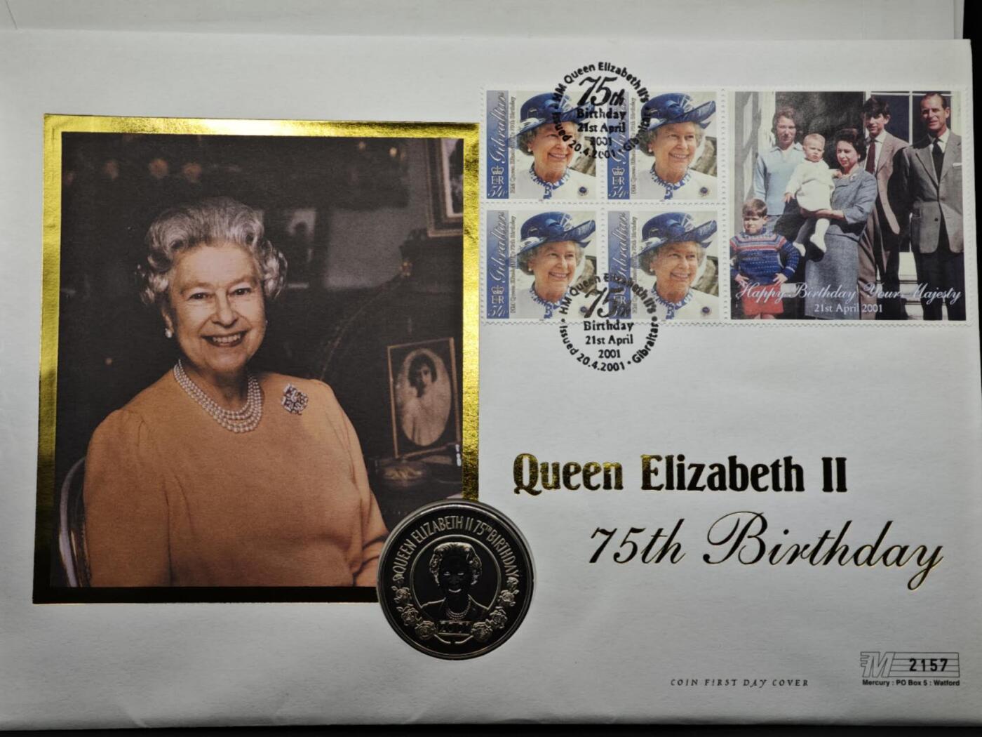 【淘币小摊】限时拍第八百六十二拍  克朗币邮币封场  满百包邮可预留两周  周一统一发货  圣赫勒拿2001年女王75周岁50便士纪念币邮币封