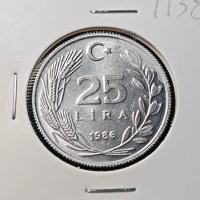 KK钱币收藏小铺  第391期  2月预留时间 周末发货 -  1986土耳其25里拉