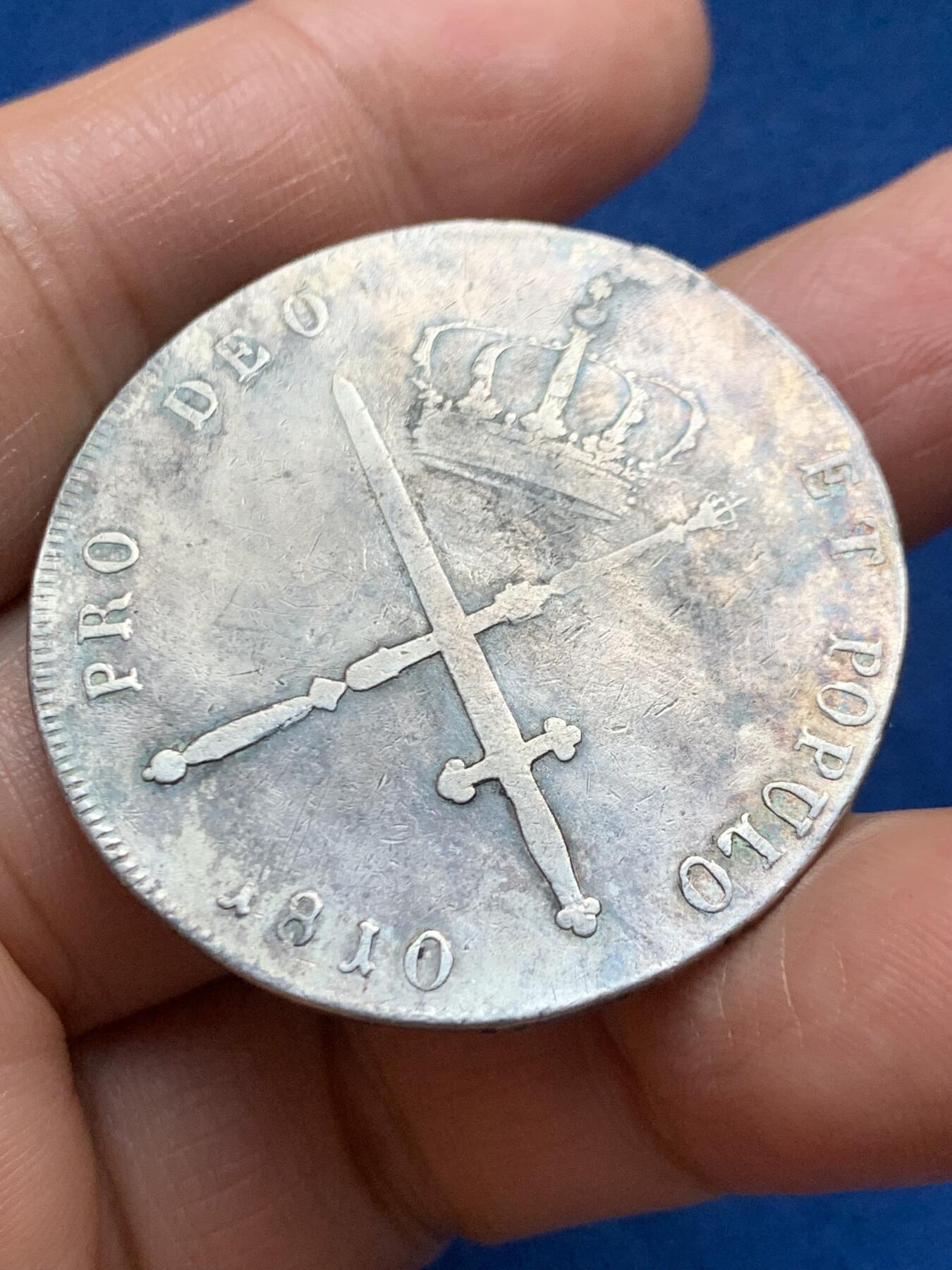 《竞宝斋》第463-465场 周日，周一，周二，3场连拍 （全场包邮）欢迎送拍 德国巴伐利亚1810年1泰勒，剑和权杖，29.2克，39.8mm