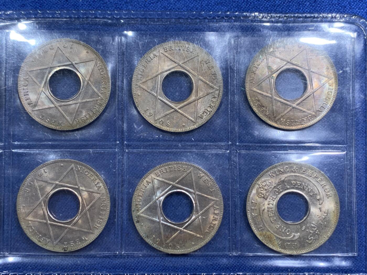 《竞宝斋》第463-465场 周日，周一，周二，3场连拍 （全场包邮）欢迎送拍 10枚一组 好品原光 英属西非1908年爱德华七世1/10便士