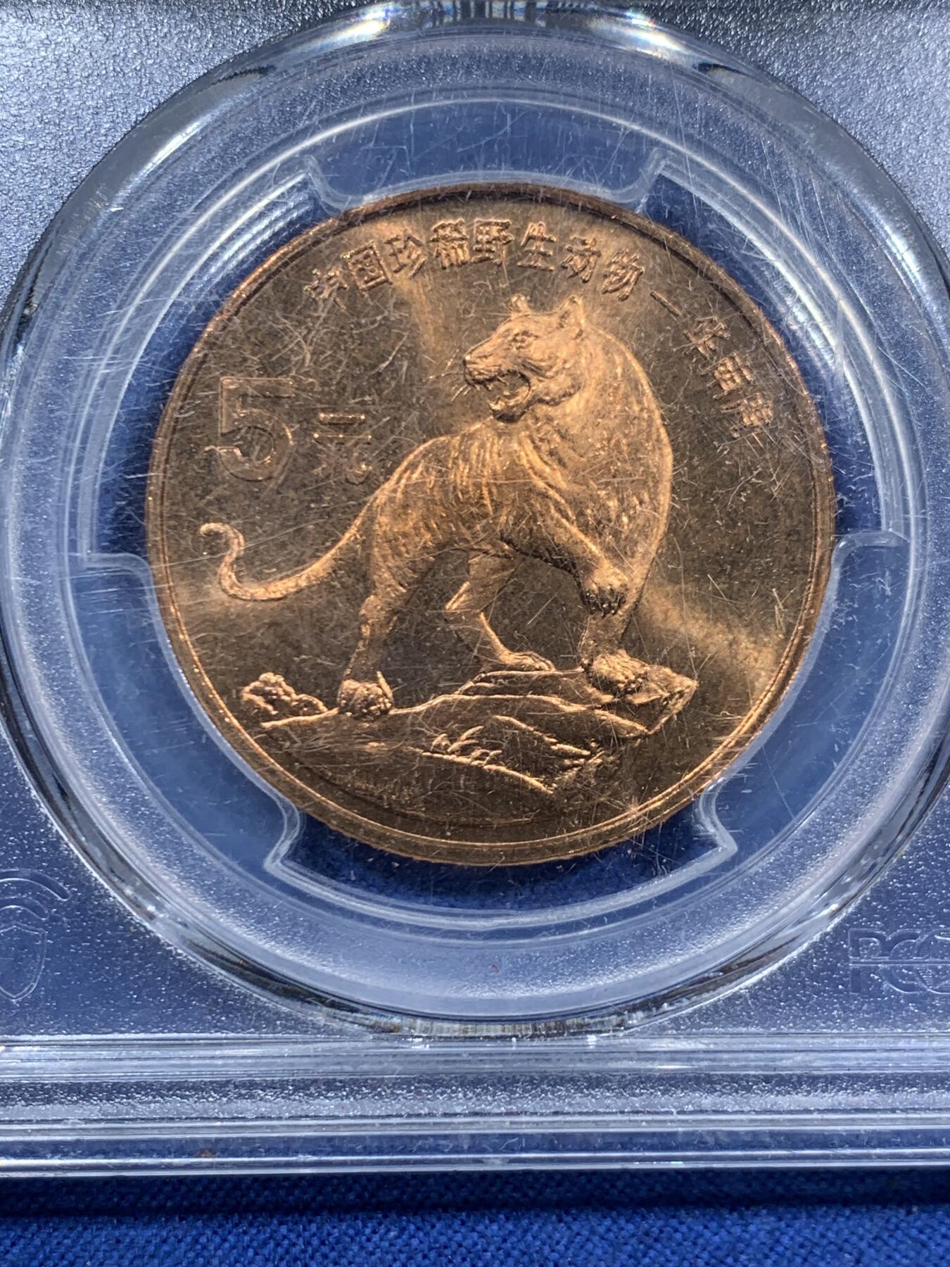 《竞宝斋》第463-465场 周日，周一，周二，3场连拍 （全场包邮）欢迎送拍 PCGS MS67RD 中国1996年珍惜野生动物-华南虎5元纪念币