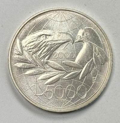 S&S Numismatic世界钱币-拍卖 第120期  - 圣马力诺2000年 走向第三个千年的人-和平 5000里拉纪念银币 18克835银
